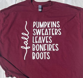 Fall words T-Shirt short sleeve in your choice of four colors!!
