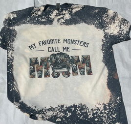 My Favorite Monsters Call Me Mom bleached T-Shirt