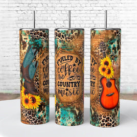 Fueled By Coffee & Country Music Sunflowers 20 oz Tumbler coffee Cup sublimated