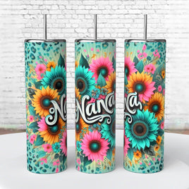 Nana Sunflowers Leopard print 20 Oz Tumbler coffee Cup sublimation Mother’s Day