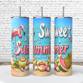 Sweet Summer Beach Ocean Watermelon Sand 20 Oz Tumbler coffee Cup