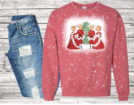 Classic Christmas Movie Red Bleached Crewneck Sweatshirt