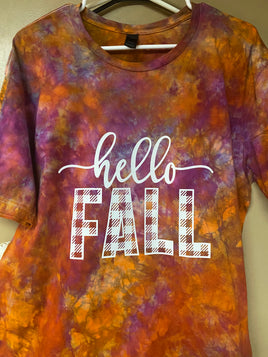 Hello Fall tie dyed T-Shirt
