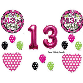 GIRL'S 13th Teenager Happy Birthday Party Balloons Decorations Supplies