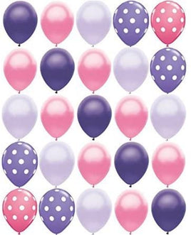 25 pc Pink and Purple Polka Dot 11" latex balloons Princess party Birthday Baby Shower