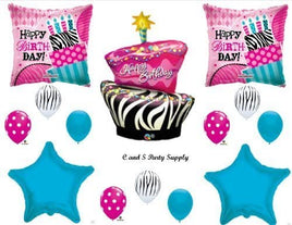 Zebra & Polka Dots Cake BIRTHDAY PARTY Balloons Decorations Supplies 16th 13th Teenager Hippy