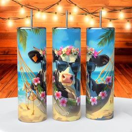 Cow On Beach Hammock Tropical Image 20 Oz Tumbler coffee Cup sublimation