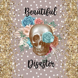 Sublimation Beautiful Disaster Skull Ready  Press Transfer 20 oz skinny tumbler