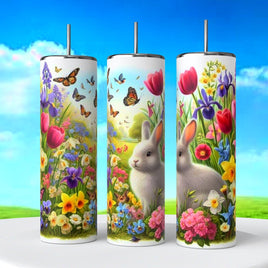 Easter Bunny Rabbit Butterfly Flowers Image 20 Oz Tumbler coffee Cup sublimation