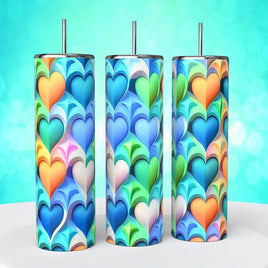 Puffy Pastel Hearts 20 oz Tumbler coffee Cup sublimated gift Valentine’s Day