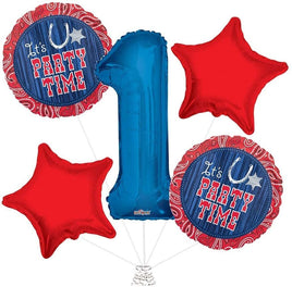 1st Red & Blue Bandana Birthday Balloons Decoration Supplies Party Time Rodeo