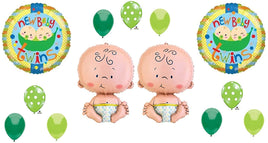 13 New Twin Baby Balloons Twins Party Shower Babies peas in a pod Peapod Unisex Decor Favors Gift