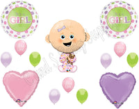 NEW! IT'S A GIRL Baby Shape Shower Balloons Decoration Supplies Teddy Bear Dots