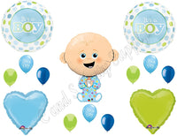 New! It's A BOY Baby Shape Shower Balloons Decoration Supplies Bottle Dots