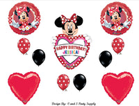 Red Mad About Minnie Mouse PERSONALIZED Happy Birthday Party Balloons Decorations Supplies