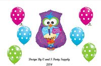 Purple OWL Happy Birthday PARTY Balloons Decorations Supplies