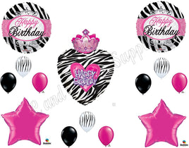 PRINCESS ZEBRA CROWN Balloons Birthday party Decoration Supplies 16th 13th Girl