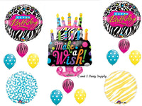 Zebra Cake Make A Wish BIRTHDAY PARTY Balloons Decorations Supplies 16th 13th Teenager Hippy