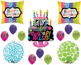 NEW! Zebra Cake Make A Wish BIRTHDAY PARTY Balloons Decorations Supplies 16th 13th Teenager