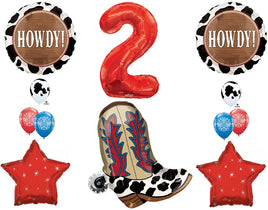 2nd Birthday Cowboy Boots Howdy Party Balloons Decoration Supplies western rodeo
