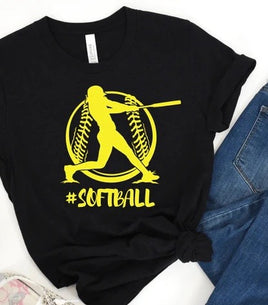 Softball Yellow single color heat screen print TRANSFER ONLT